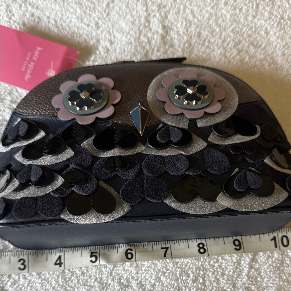 Kate Spade Black and Silver Floral Cosmetic Bag